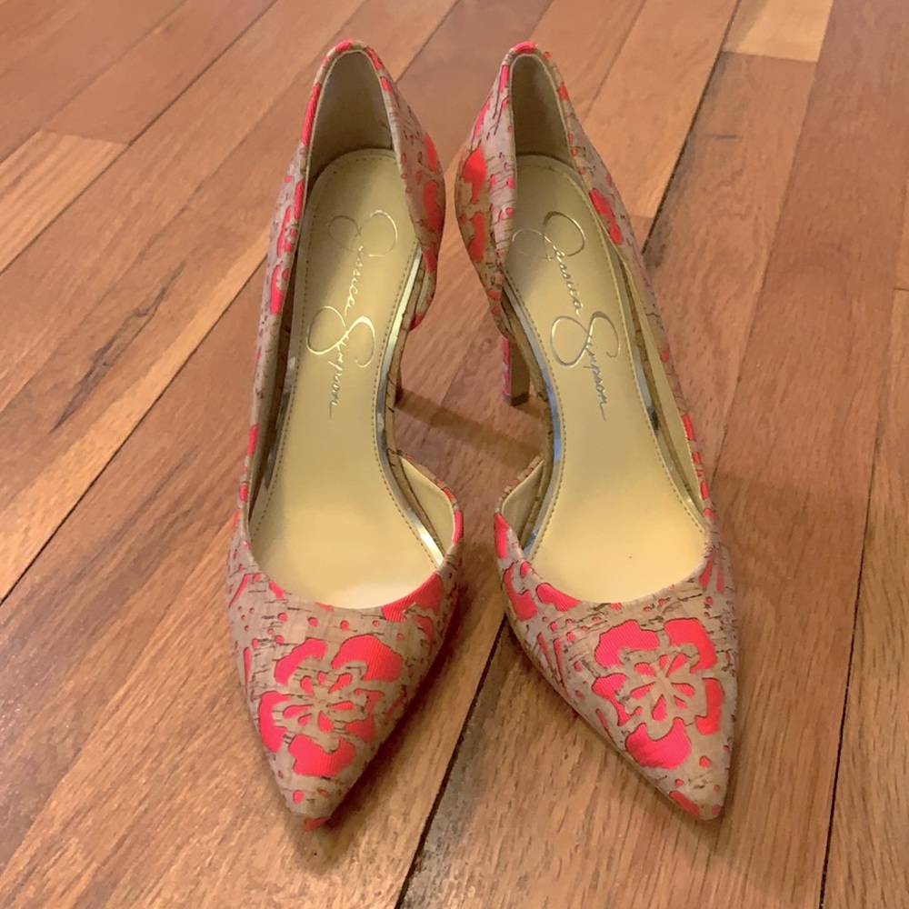 Cork/pink heels